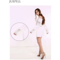 Us Mulheres Verão Strapless Lace Stitching Correias Hollow Branco Sólido Cor Long Sleeve Jumpsuit Piece Shorts